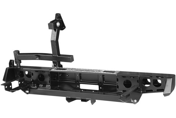 Бампер РИФ силовой задний Toyota Hilux 2005-2014 с площадкой под лебёдку, квадратом под фаркоп, калиткой, фонарями, комплектом для подсветки номера