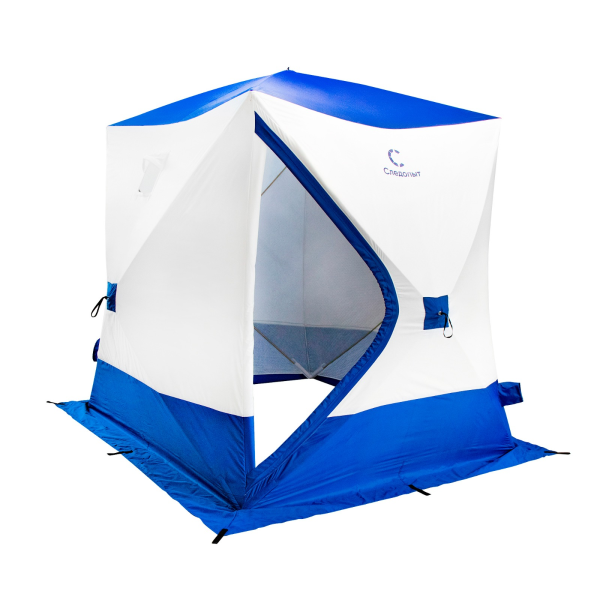 3 Палатка зимняя куб СЛЕДОПЫТ, 2,15х2,15 м, 3 слоя, синий/белый