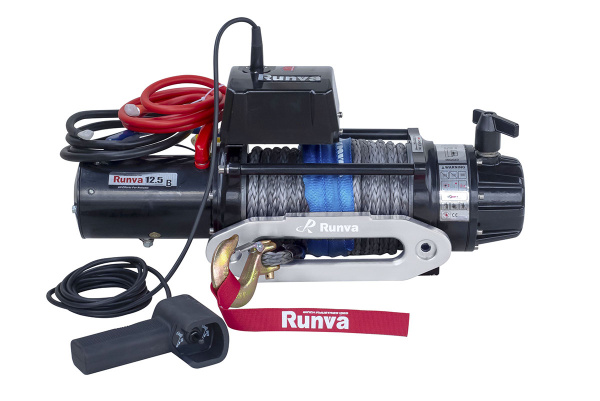 Лебёдка электрическая 24V Runva EWB12500SSR24V 5670 кг (влагозащищенная) синтетический трос