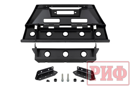 Полубампер передний силовой/защита штатного бампера РИФ для УАЗ Патриот 2015+ с защитой рулевых тяг (центр. часть)