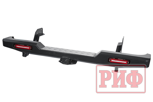 Бампер РИФ силовой задний Mazda B2500,BT50 /Ford Ranger T5 (2006-2010) с квадратом под фаркоп и фонарями