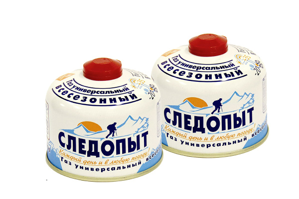 Баллон газовый резьбовой СЛЕДОПЫТ 230 гр., всесезонный, комплект 2 шт.