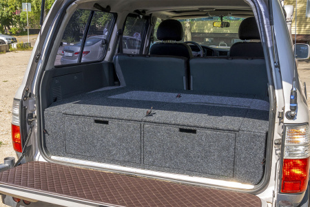 Органайзер в багажник для Toyota Land Cruiser 80 (2 выдвижных ящика+спальник)