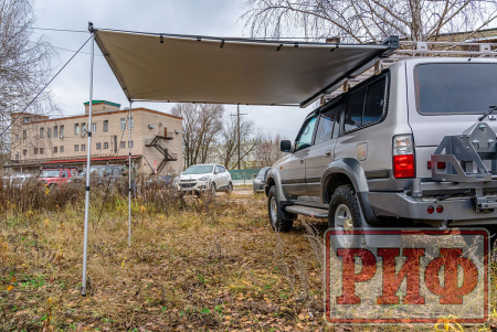 Маркиза автомобильная РИФ 2,5х2,5 м полуавтомат (винил) темно-серая