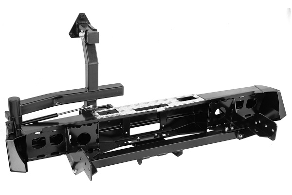 Бампер РИФ силовой задний Mitsubishi L200 2015-2019 с площ. под лебёдку, квад. под фаркоп, калиткой и фонарями