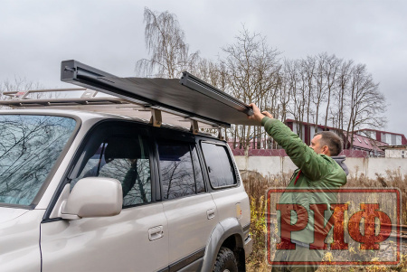 Маркиза автомобильная РИФ 2,5х2,5 м полуавтомат (винил) темно-серая