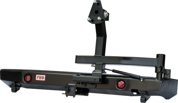 Бампер РИФ силовой задний ВАЗ Нива с квадратом под фаркоп, калиткой, фонарями, подсветкой номера