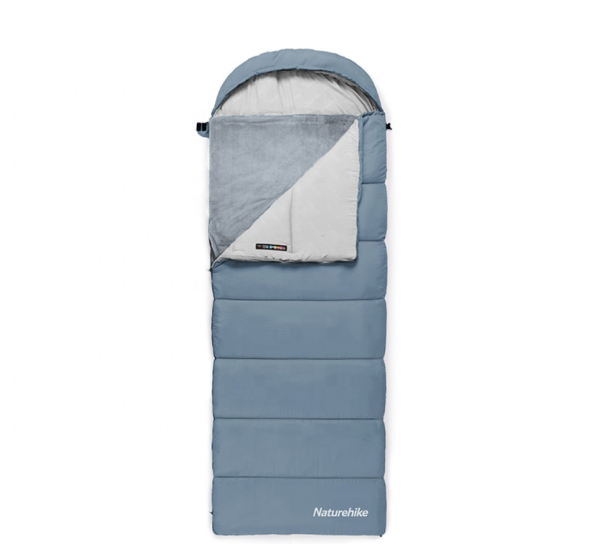 Мешок спальный Naturehike Envelope M400 с подогревом, (190+30)х80 см, (левый)(ТК: -1C), серо-голубой