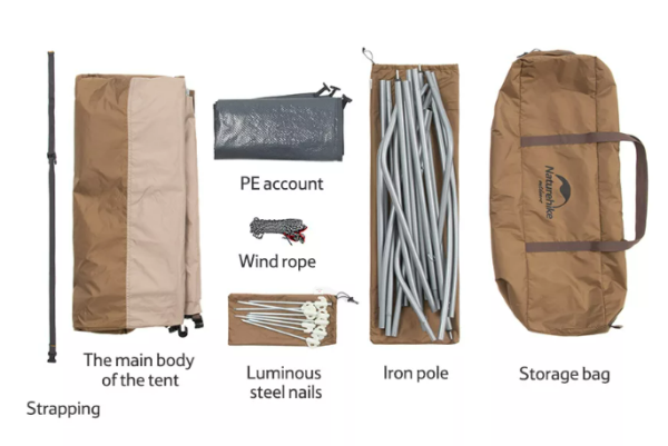 Палатка Naturehike душ-туалет, алюминиевый каркас, коричневый