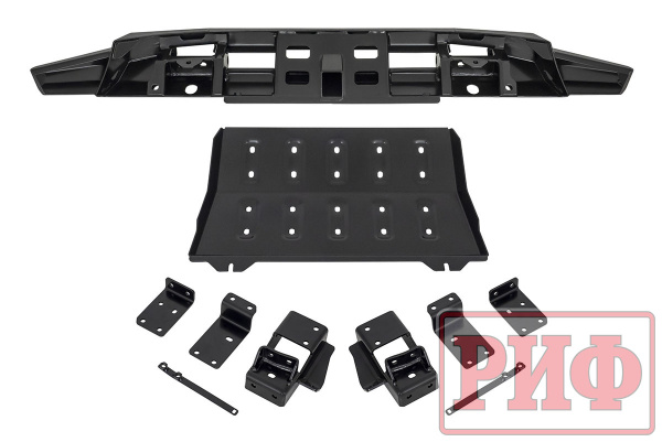 Бампер РИФ силовой передний Mitsubishi Pajero Sport 2015-2020 с фаркопом и защитой радиатора
