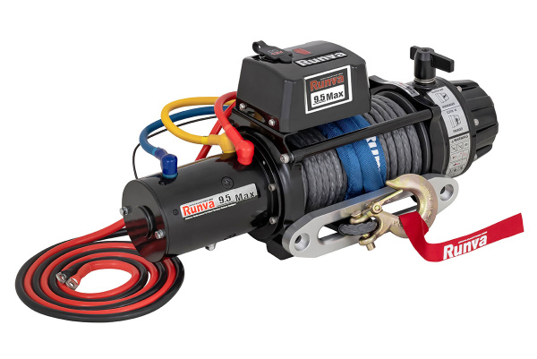 Лебёдка автомобильная электрическая 12V Runva EWB9500MAXSSR 4350 кг MAX влагозащищенная, синтетический трос