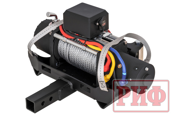 Лебёдка переносная РИФ 9500S c квадратом для фаркопа, стальной трос (облегченная)