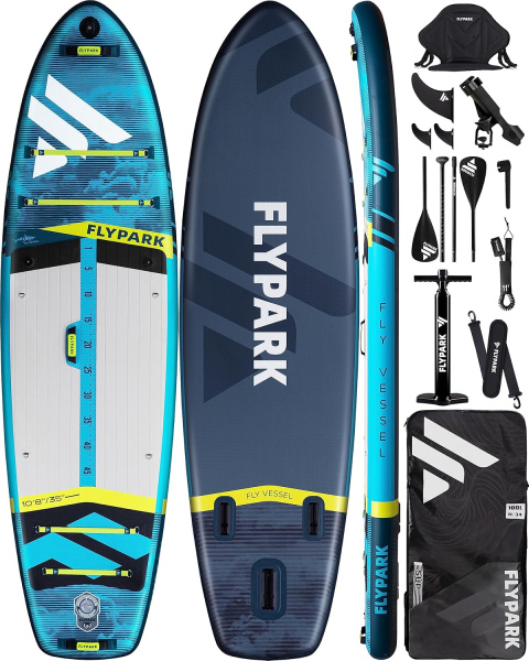 Сапборд надувной FLYPARK FISHING 325x89x15 см бирюзовый-серый-синий