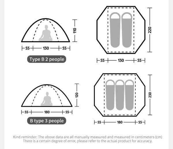 Палатка Naturehike Bleik Series 2-местная, тип B, алюминиевый каркас, синяя
