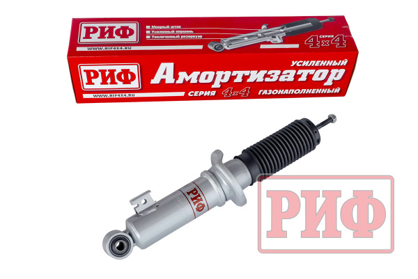 Амортизатор усиленный РИФ передний газовый Mitsubishi L200 2005-2023, Pajero Sport II, III 2009-2024 штатный и лифт 0-40 мм (уценка)