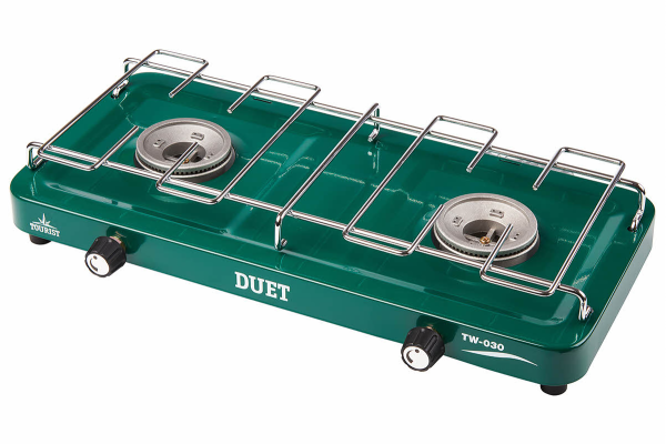 Плита газовая TOURIST DUET, портативная двухконфорочная, под бытовой газовый баллон