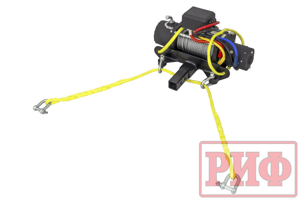 Лебёдка переносная РИФ 9500S c квадратом для фаркопа, стальной трос (облегченная)