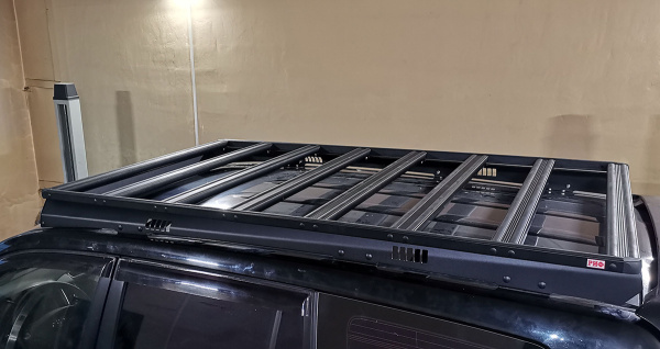 Багажник экспедиционный (платформа) алюминиевый РИФ 1150x2080 мм для Toyota Land Cruiser Prado 120 (с крепежом)