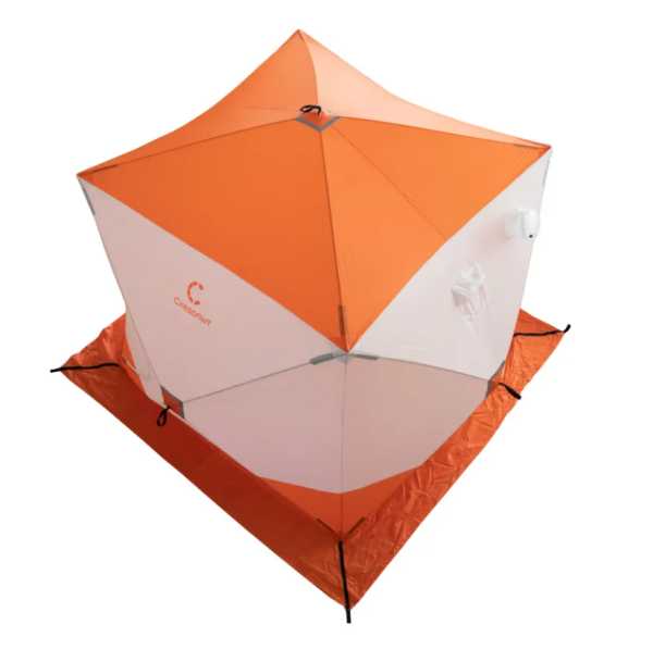 Палатка зимняя куб СЛЕДОПЫТ 2,1 х2,1 м, Oxford 210D PU 1000, оранжевый/белый