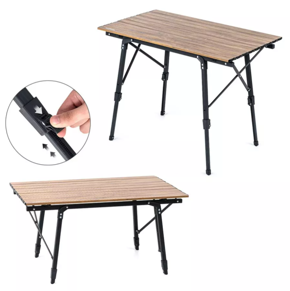 2 Стол туристический Naturehike складной, с телескопическими ножками, коричневый