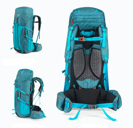 3 Рюкзак туристический Naturehike 55L, голубой