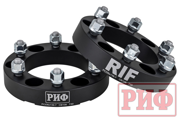 Проставки колёсные РИФ 6x139,7, центр. отв. 108 мм, толщ. 30 мм, 12x1,5 (2 шт.)