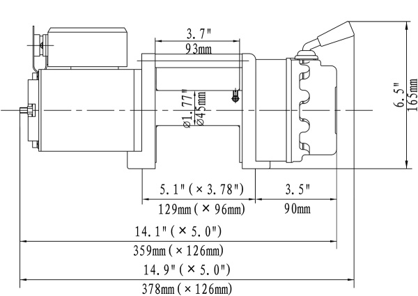 Лебёдка электрическая 12V Runva 4500 lbs 2040 кг (синтетический трос)