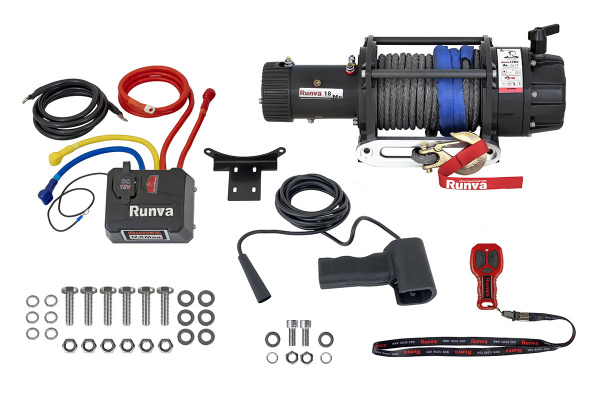 Лебёдка автомобильная электрическая 12V Runva EWB18000SSR влагозащищенная, синтетический трос