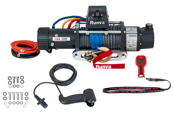 Лебёдка электрическая двухскоростная 12V Runva EWD12000SSR 5443 кг (синтетический трос)
