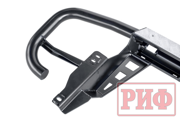 Бампер задний силовой/защита штатного бампера РИФ Toyota Land Cruiser Prado 120 c квадратом под фаркоп