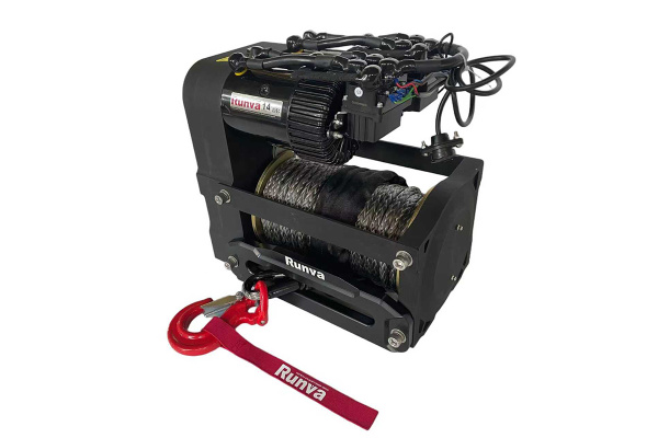 Лебёдка автомобильная электрическая 12V Runva 14000 lbs 6350 кг двухмоторная (синтетический трос)