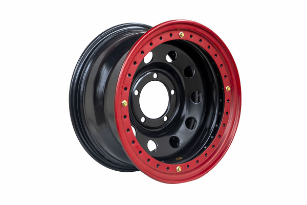 Диск усиленный УАЗ стальной черный 5x139,7 8xR16 d110 ET-19 с двойным бедлоком (красн.) на барабанные тормоза