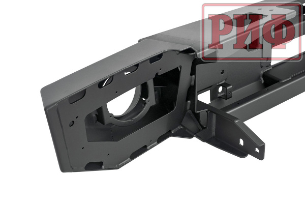 Бампер РИФ силовой передний Jeep Wrangler JL 2018+ под штатные фары, без защитной дуги (для а/м с низкими перед. крыльями)