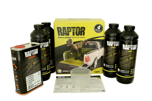 Покрытие защитное повышенной прочноcти RAPTOR черное, с отвердителем 2K U-POL 4л+1л
