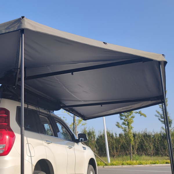 Маркиза автомобильная РИФ веерная, безопорная 2,3х2 м (правая), увеличенная, серая