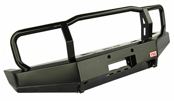 Бампер РИФ силовой передний Toyota Land Cruiser 76/78/79 2007-2024 без доп. фар, с защитной дугой и площадкой под лебедку